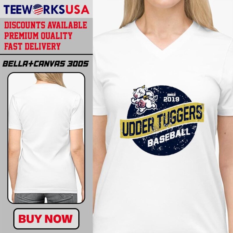 Udder Tuggers baseball since 2019 v-neck-t-shirt