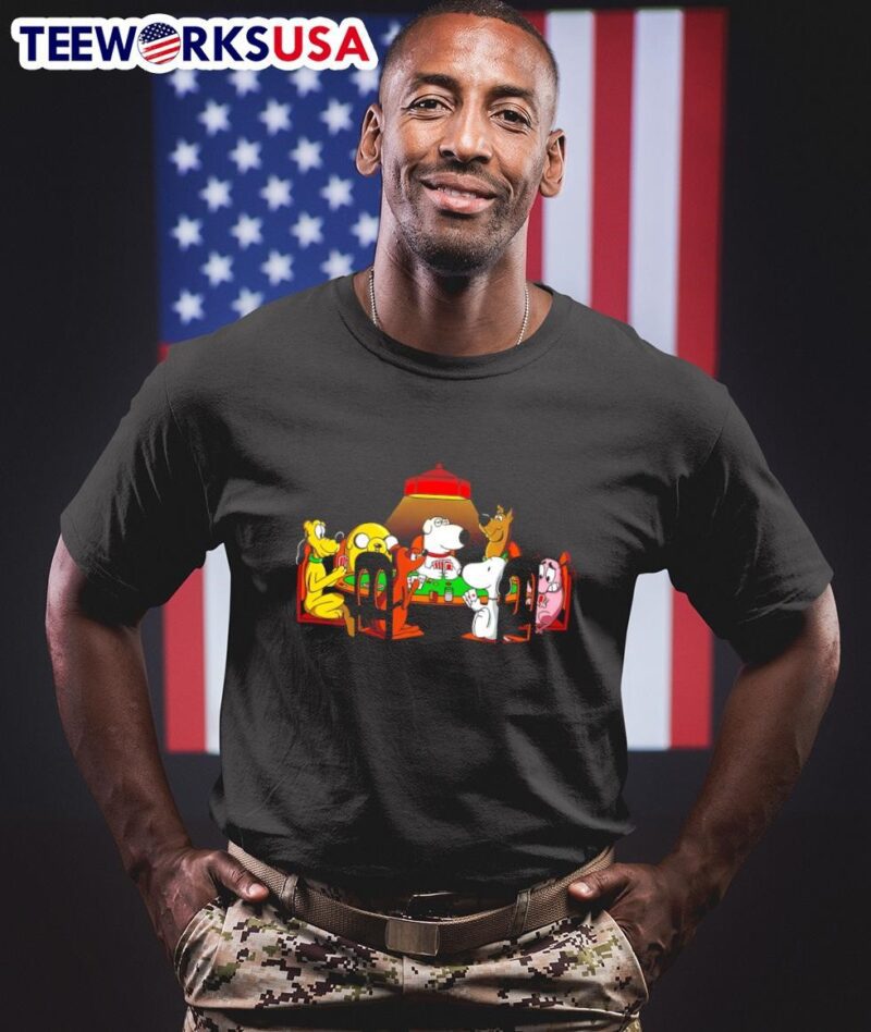 Snoopy and dog friends poker shirt