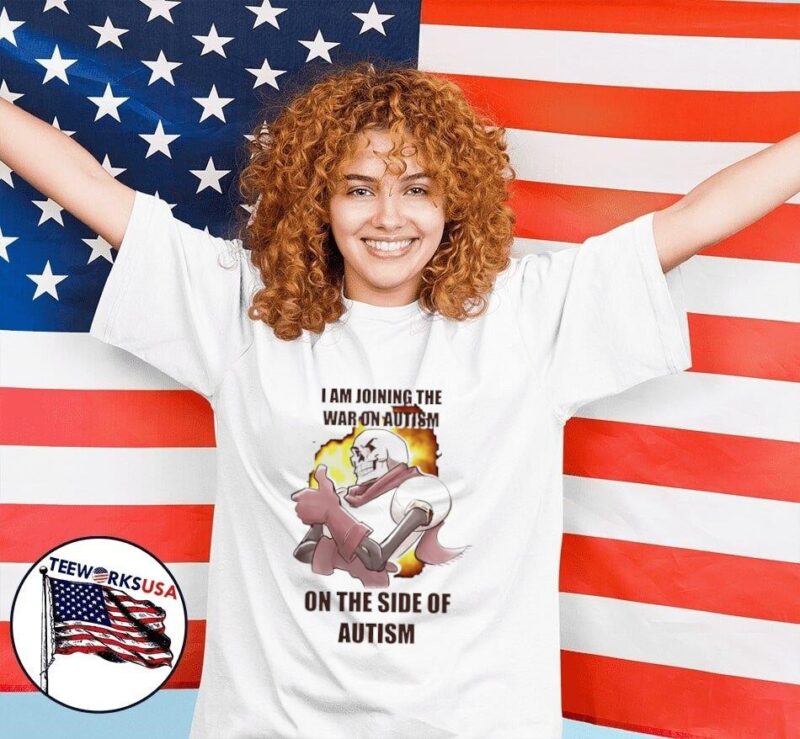Skeleton I am joining the war on Autism on the side of Autism women-shirt