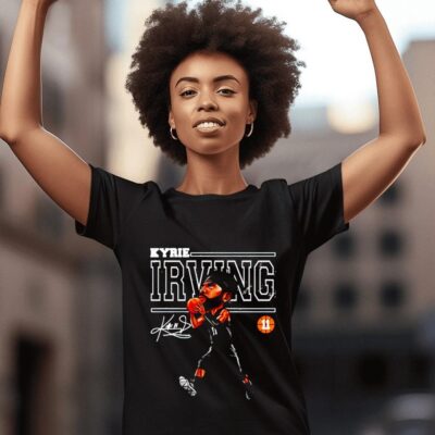 Funny Kyrie Irving Cartoon Art Basketball player signature women-t-shirt