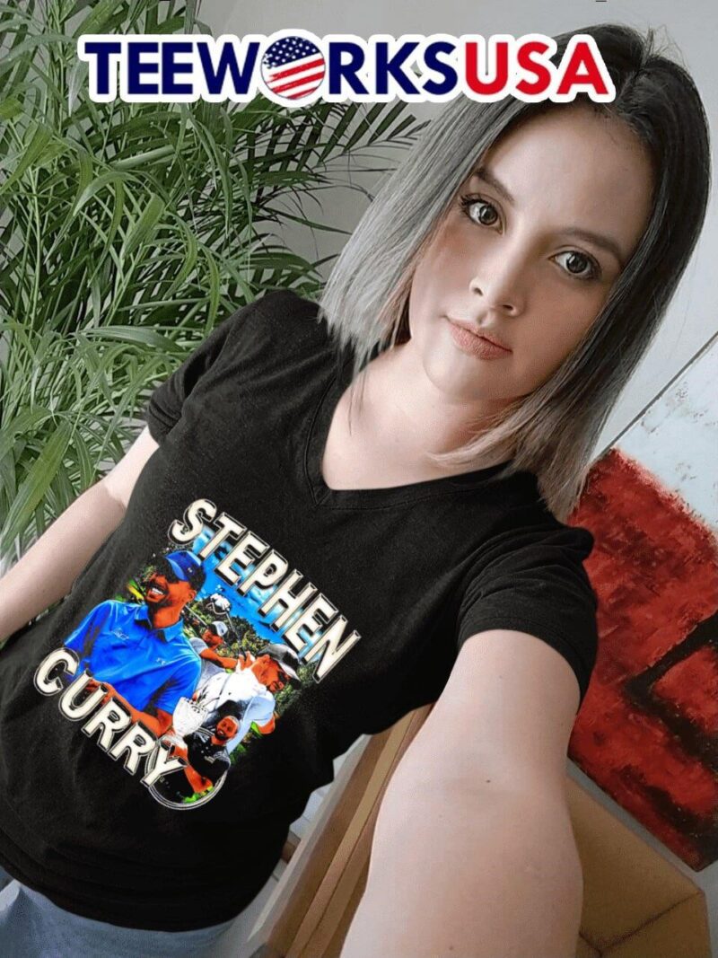 Stephen Curry playing golf women-t-shirt