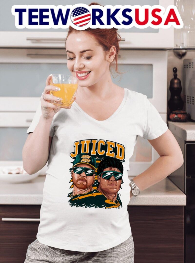 Oakland Athletics Jose Canseco and Mark McGwire juice Bash Brothers women-t-shirt