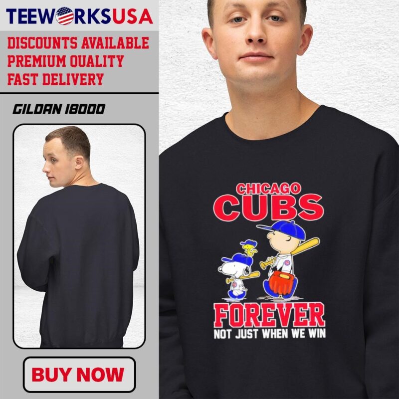 Chicago Cubs forever not just when we win Snoopy Woodstock and Charlie Brown Trends Style black-unisex-sweatshirt
