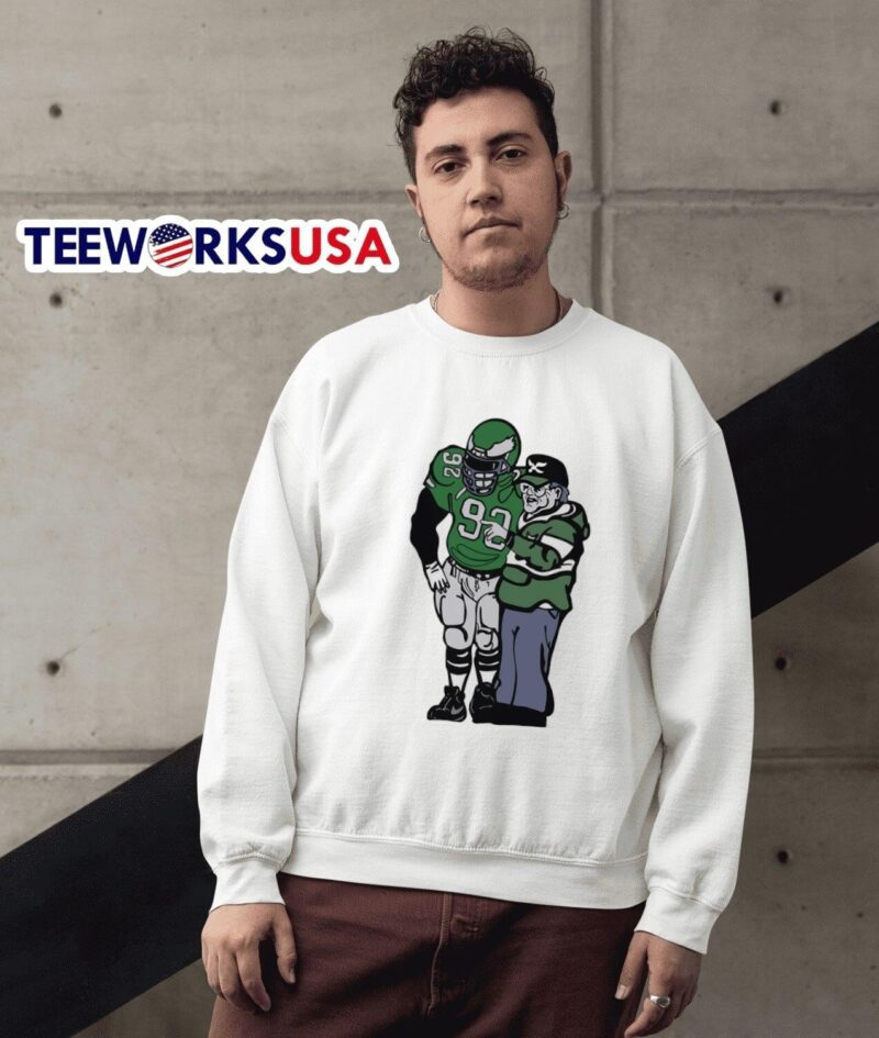 Philadelphia Eagles Reggie White 92 Buddy Ryan cartoon sweater