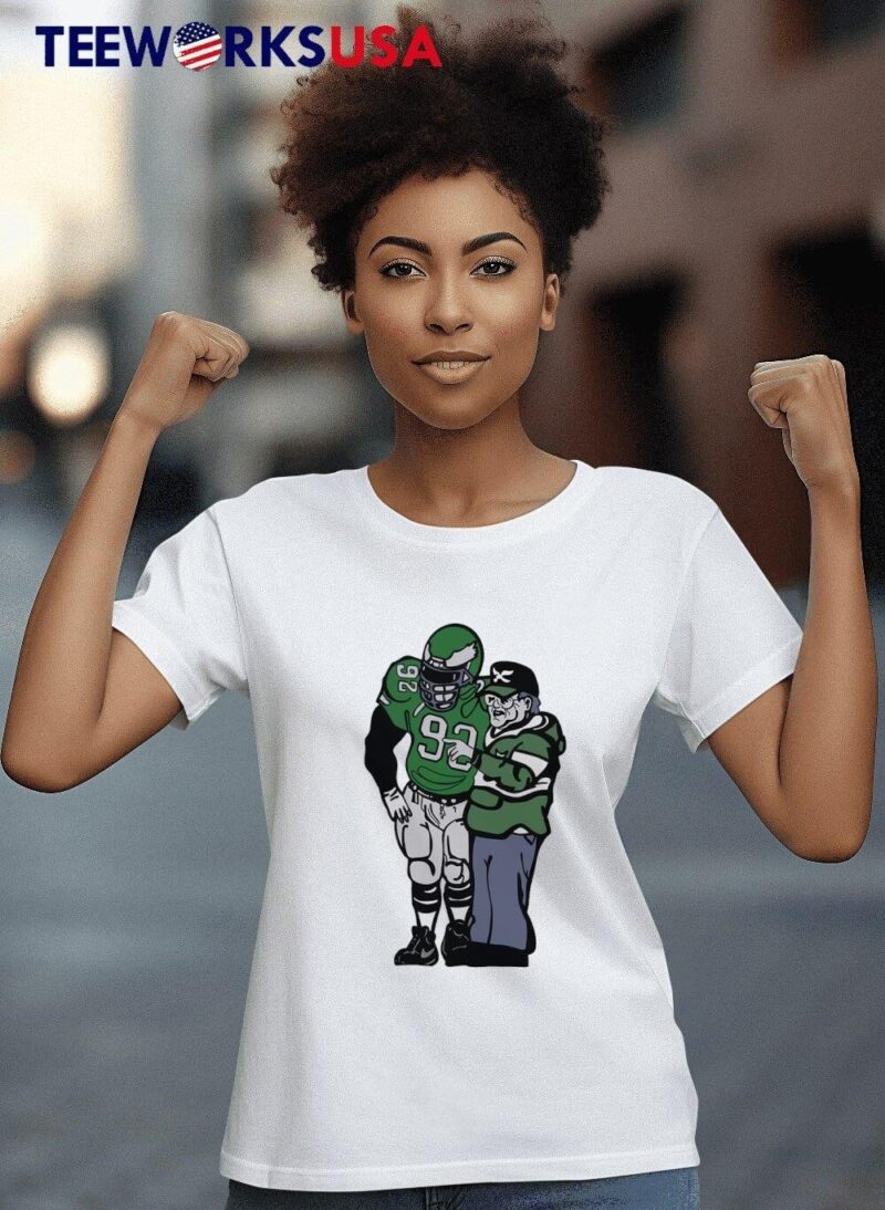 Philadelphia Eagles Reggie White 92 Buddy Ryan cartoon women-t-shirt