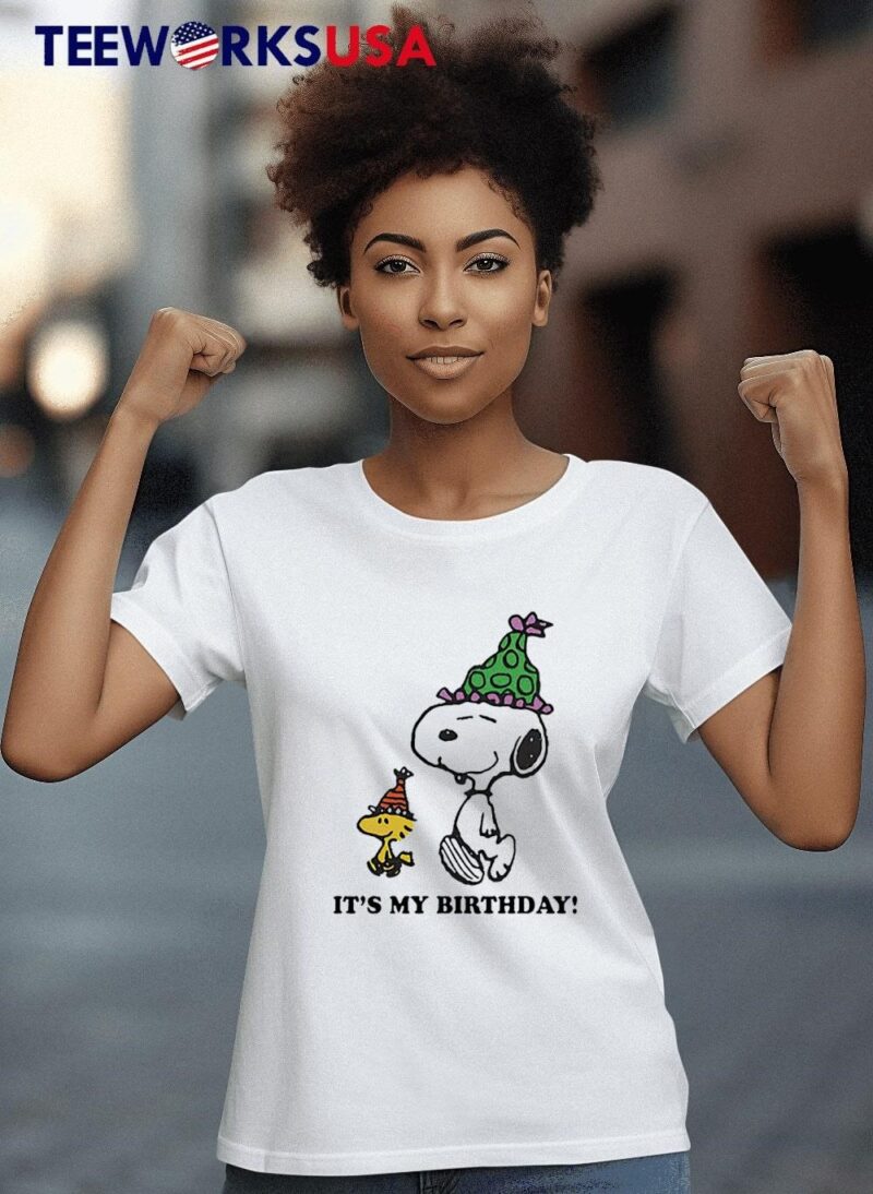 Snoopy and Woodstock it’s my birthday women-t-shirt