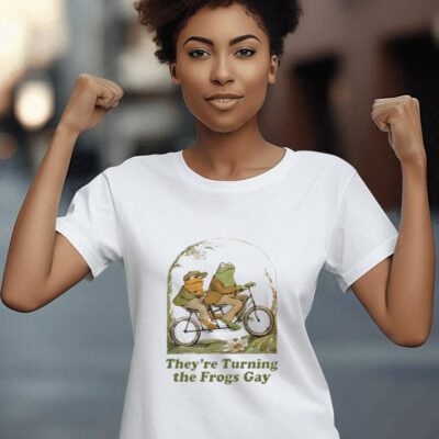 They’re turning the frogs gay cartoon women-t-shirt