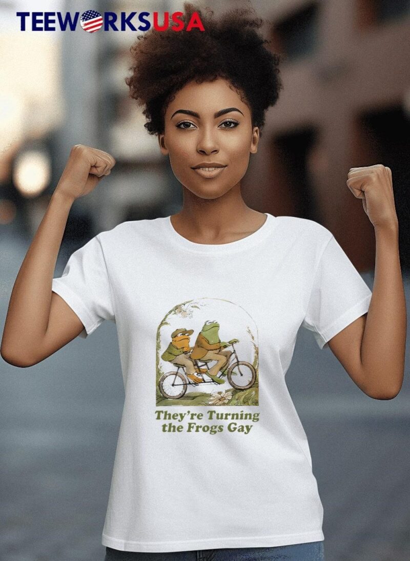 They’re turning the frogs gay cartoon women-t-shirt