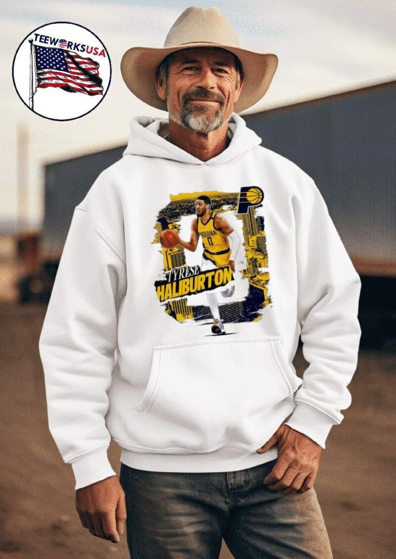 Tyrese Haliburton Indiana Pacers rough number 0 art hoodie