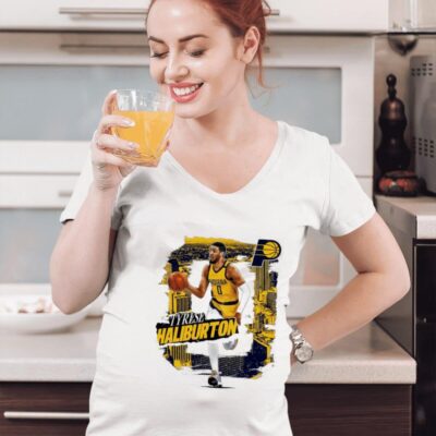 Tyrese Haliburton Indiana Pacers rough number 0 art women-t-shirt