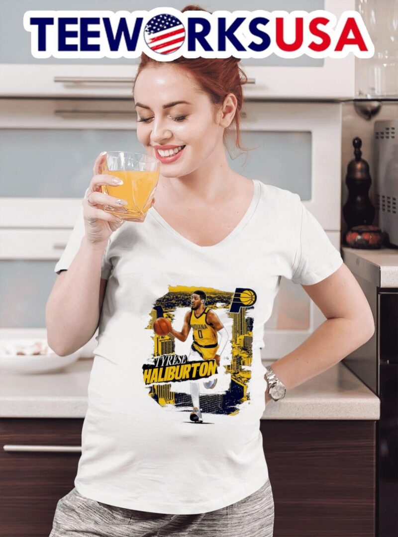 Tyrese Haliburton Indiana Pacers rough number 0 art women-t-shirt