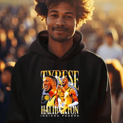 Tyrese Haliburton Indiana Pacers player number 0 retro graphic hoodie