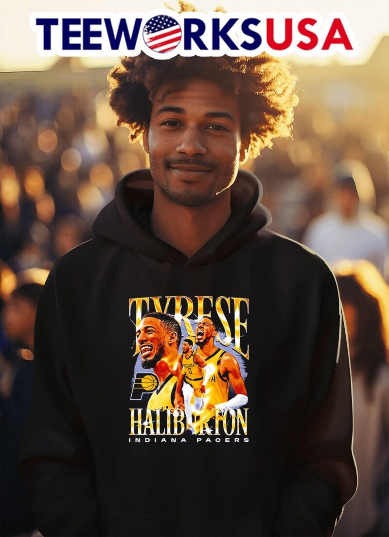 Tyrese Haliburton Indiana Pacers player number 0 retro graphic hoodie