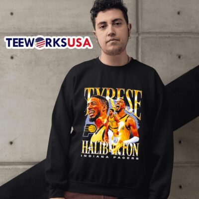 Tyrese Haliburton Indiana Pacers player number 0 retro graphic sweater