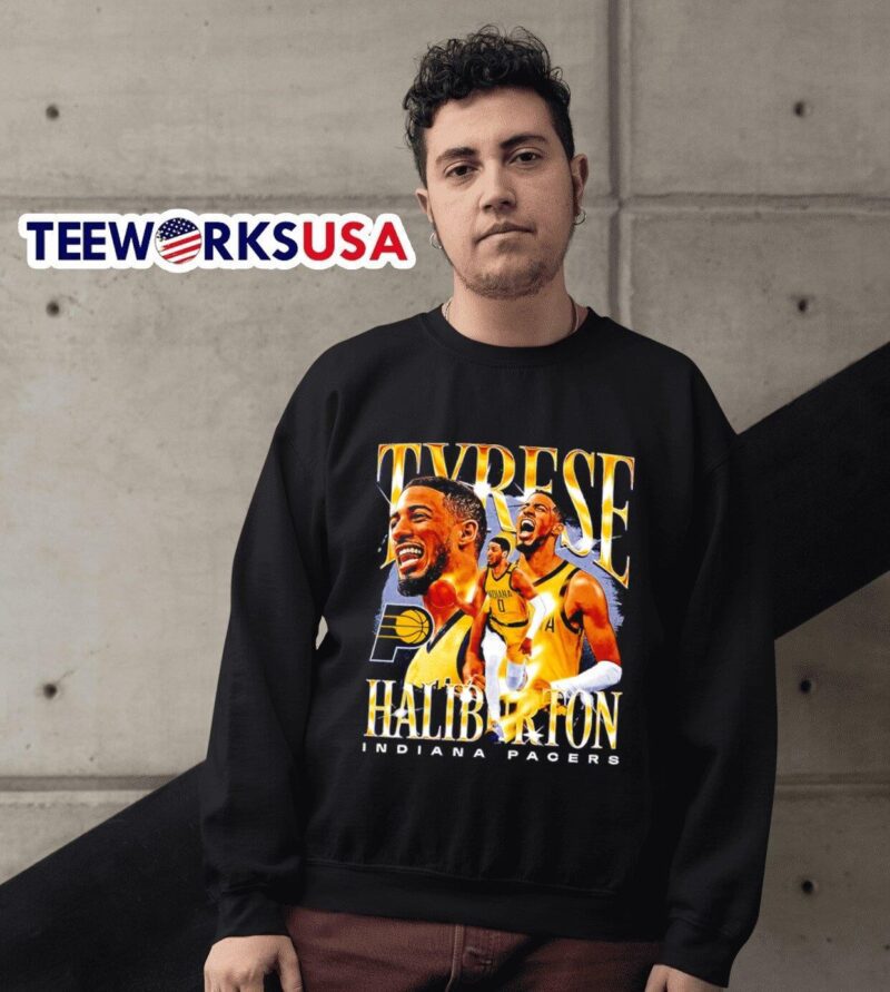 Tyrese Haliburton Indiana Pacers player number 0 retro graphic sweater