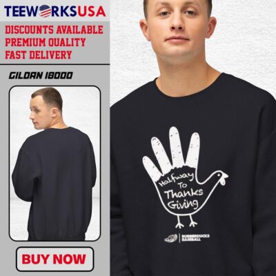 Halfway to Thanksgiving RubberDucks baseball black-unisex-sweatshirt