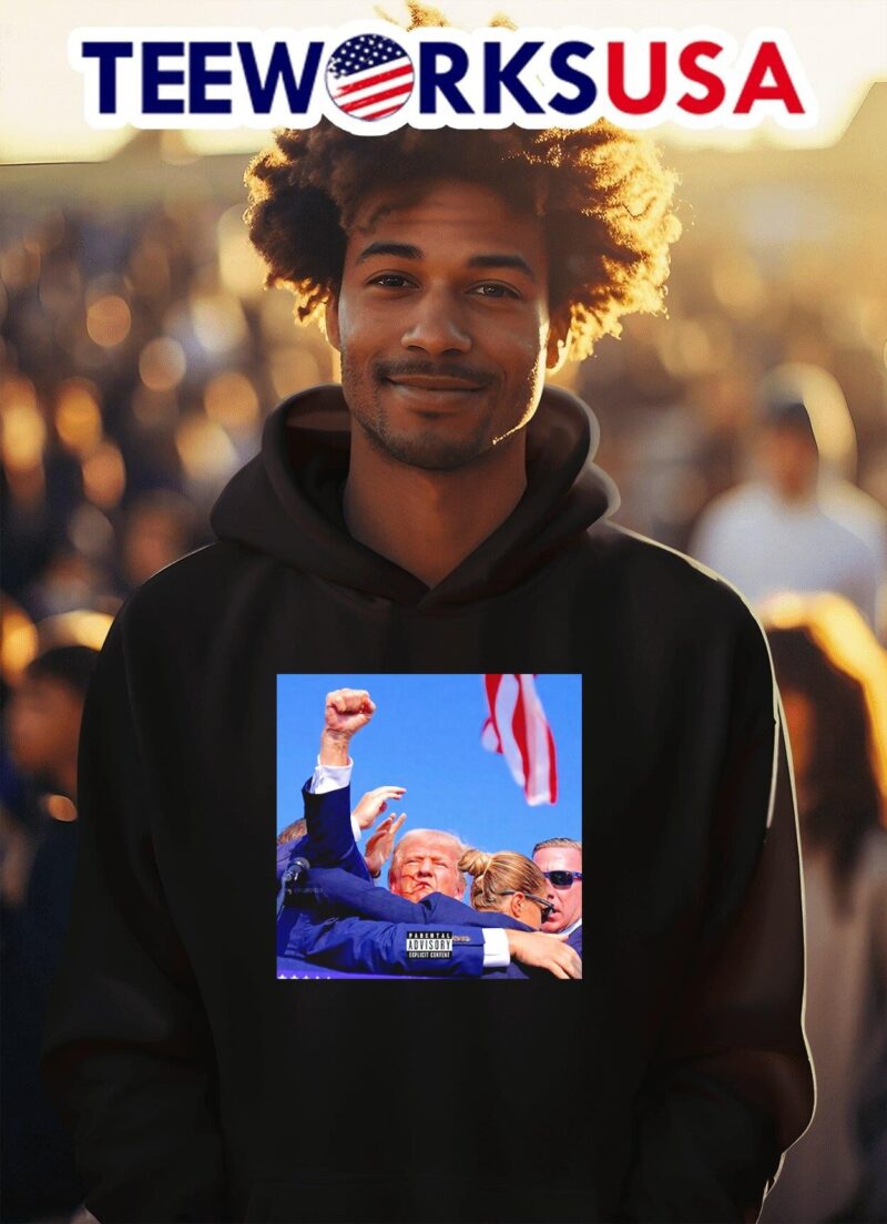 Donald Trump Parental advisory explicit content album cover assassination attempt hoodie