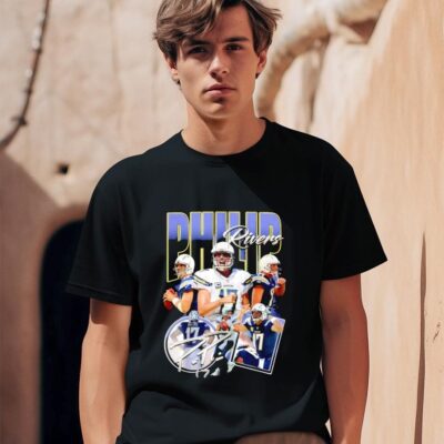 Philip Rivers 17 Los Angeles Chargers retro signature shirt
