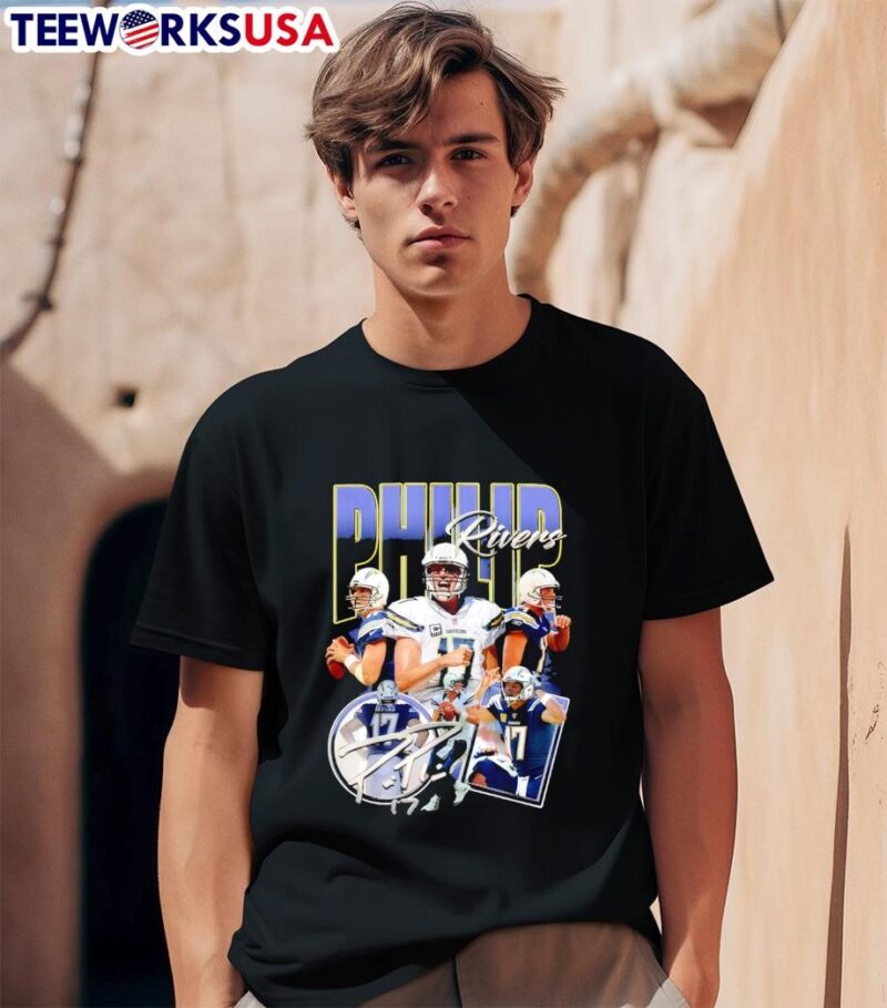 Philip Rivers 17 Los Angeles Chargers retro signature shirt