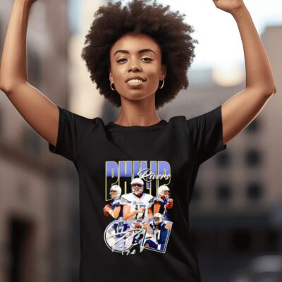 Philip Rivers 17 Los Angeles Chargers retro signature women-t-shirt