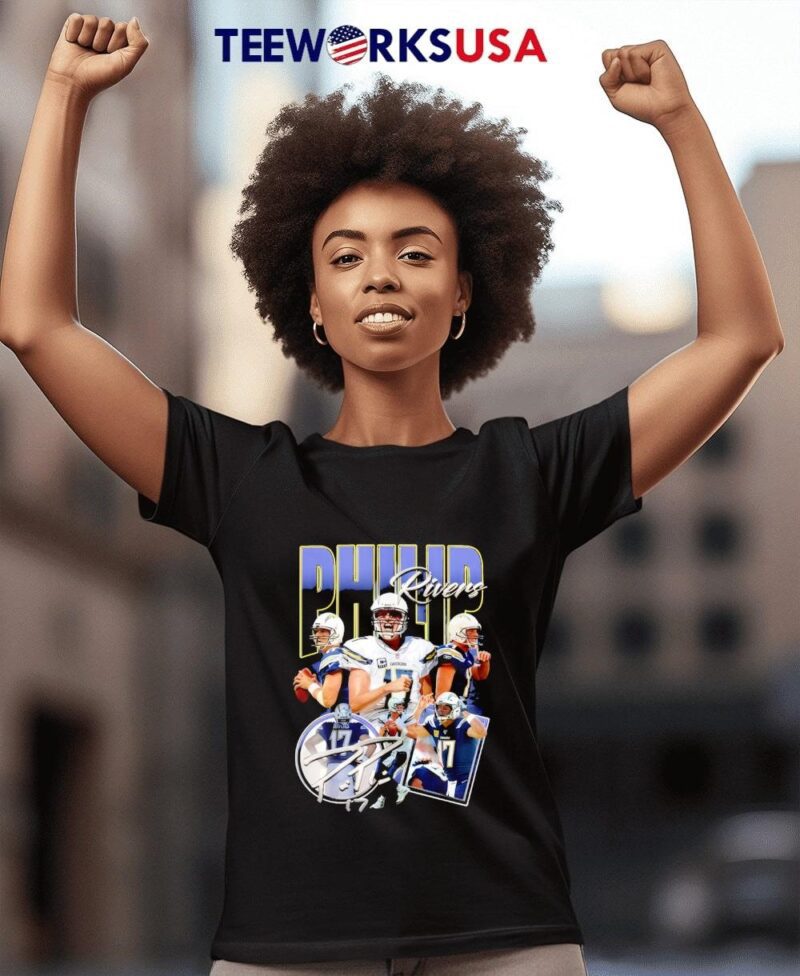 Philip Rivers 17 Los Angeles Chargers retro signature women-t-shirt