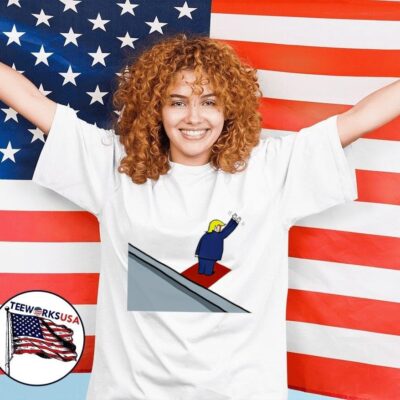 Donald Trump waving at nobody cartoon women-shirt
