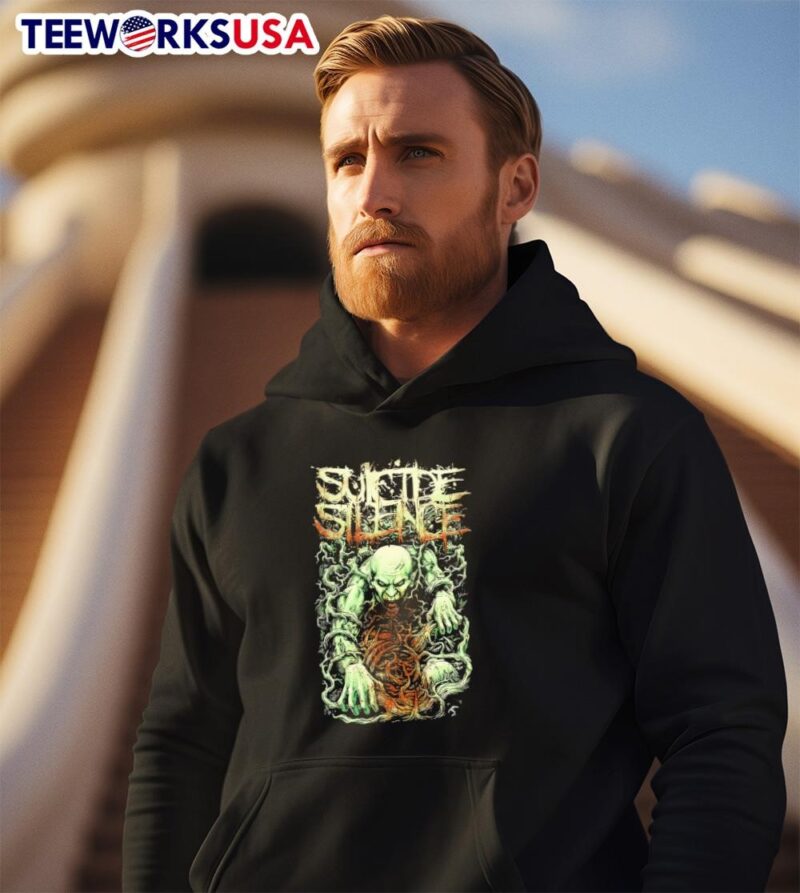Suicide Silence Metal Band Monster Emerging from the Ground hoodie