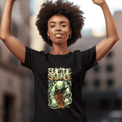 Suicide Silence Metal Band Monster Emerging from the Ground women-t-shirt