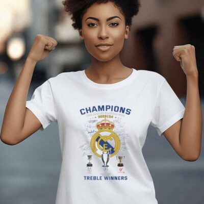 Real Madrid win treble winners champions league 2024 women-t-shirt