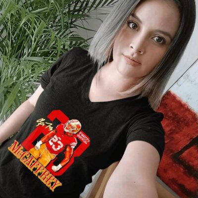 San Francisco 49ers 23 Christian McCaffrey RB1 signature women-t-shirt
