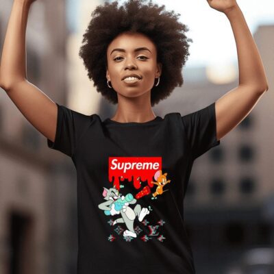 Tom and Jerry Supreme Cartoon Characters Money Drip women-t-shirt