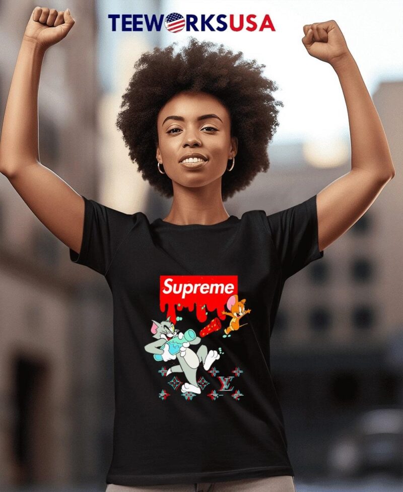 Tom and Jerry Supreme Cartoon Characters Money Drip women-t-shirt