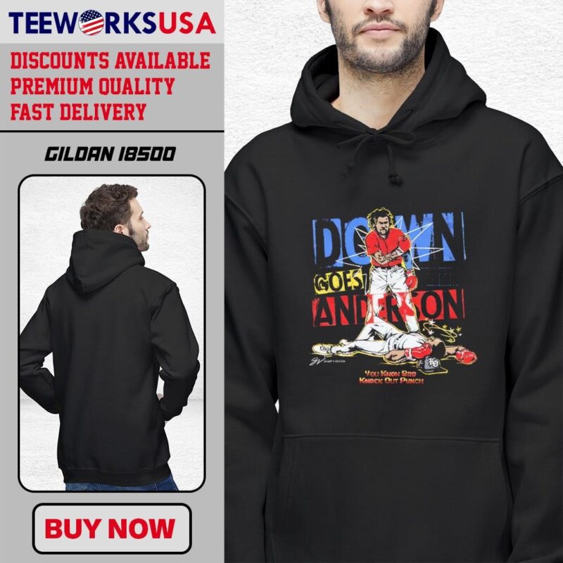 Down Goes Anderson You Know Bro Knock Out Punch retro design gift for fans black-hoodie