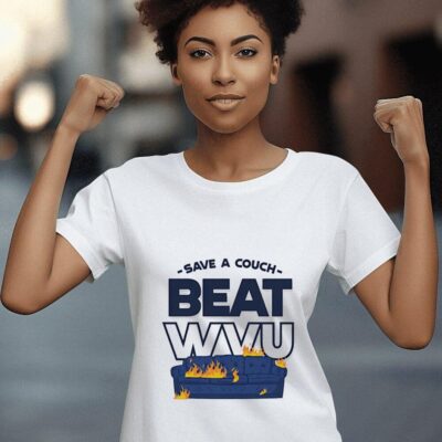 Save A Couch Beat WVU women-t-shirt