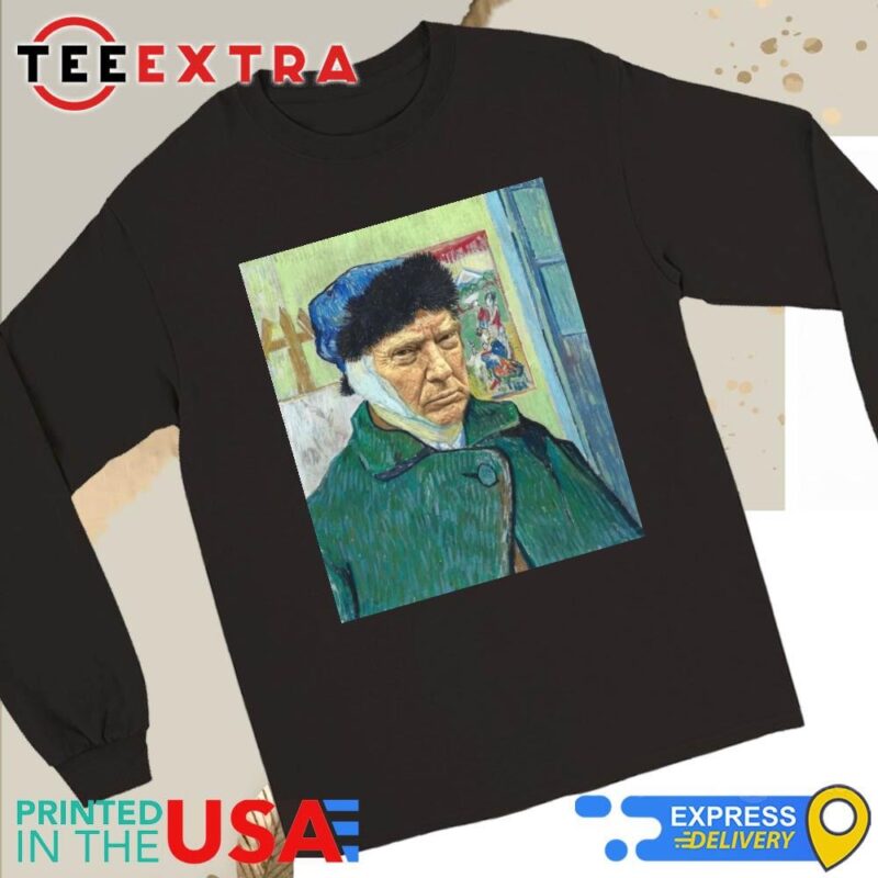 Original Donald Trump with a bandaged ear in the style of Van Gogh painting Long Sleeve Tee