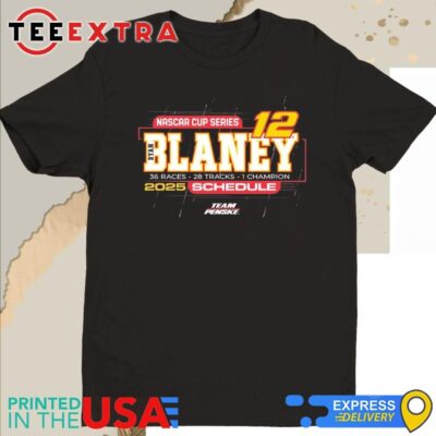Official Ryan Blaney Team Penske 2025 NASCAR Cup Series Schedule Shirt
