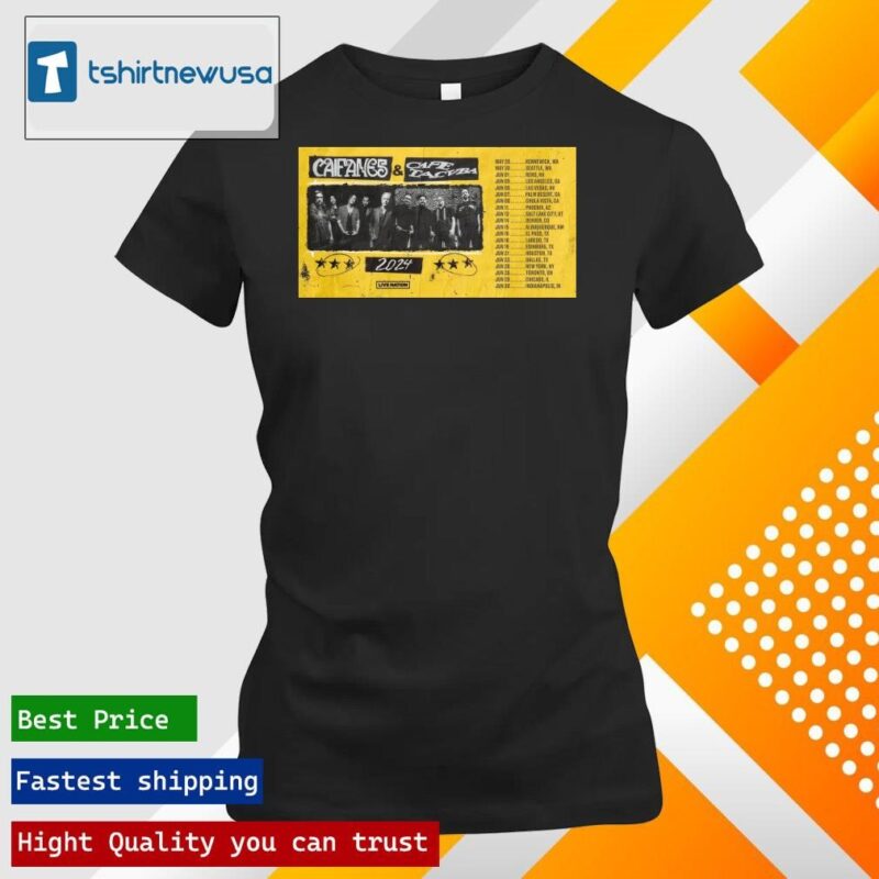 Original Official caifanes & Cafe Tacvba Tour 2024 Poster ladies tee shirt