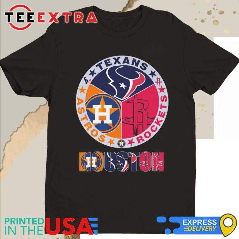 Official Houston Texans Rockets Astros Sport Champions Logo 2024 Shirt