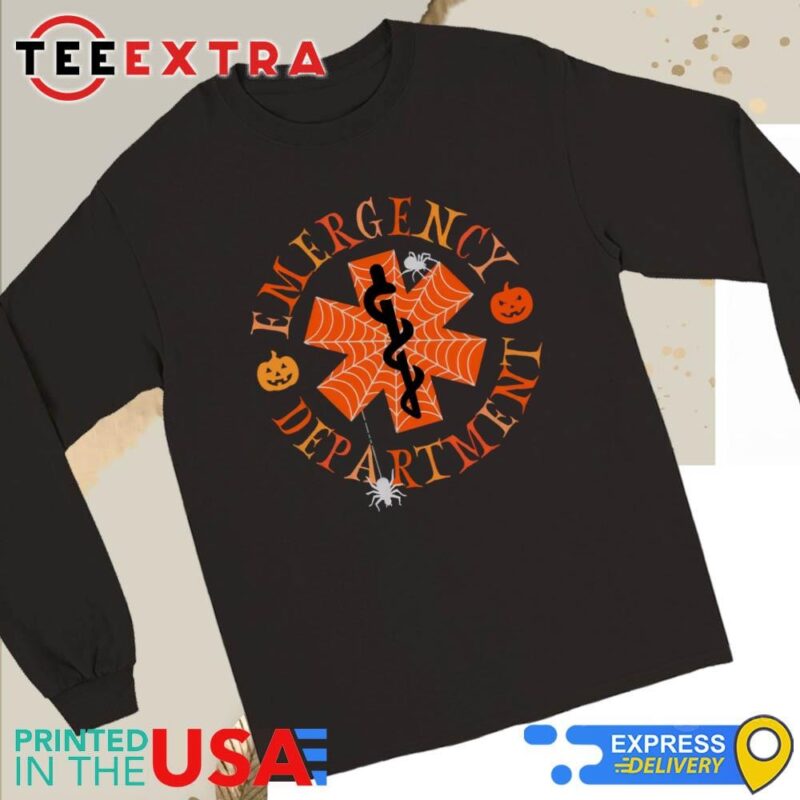 Official Original emergency Department Pumpkin Halloween Outfit Nurse 2024 Long Sleeve Tee