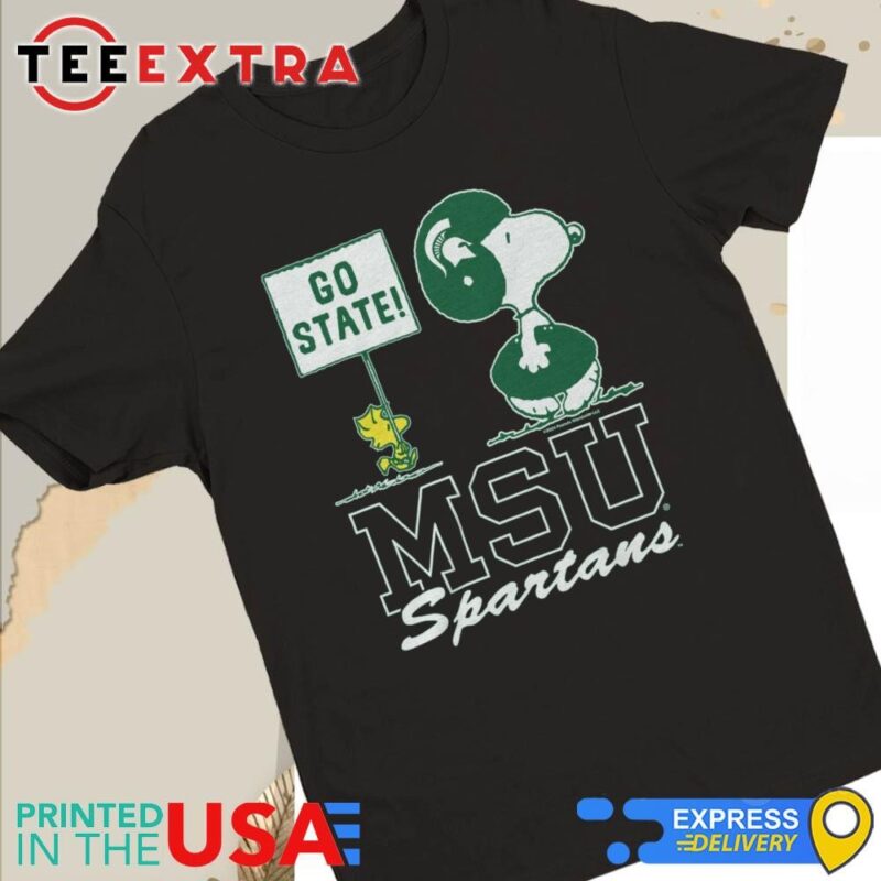 Official Peanuts Snoopy X Woodstock Msu Spartans Go State Women Tee