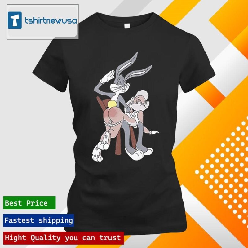 Official Looney Tunes Naughty Bugs Bunny And Lola Butt Slap Funny 2024 T ladies tee shirt