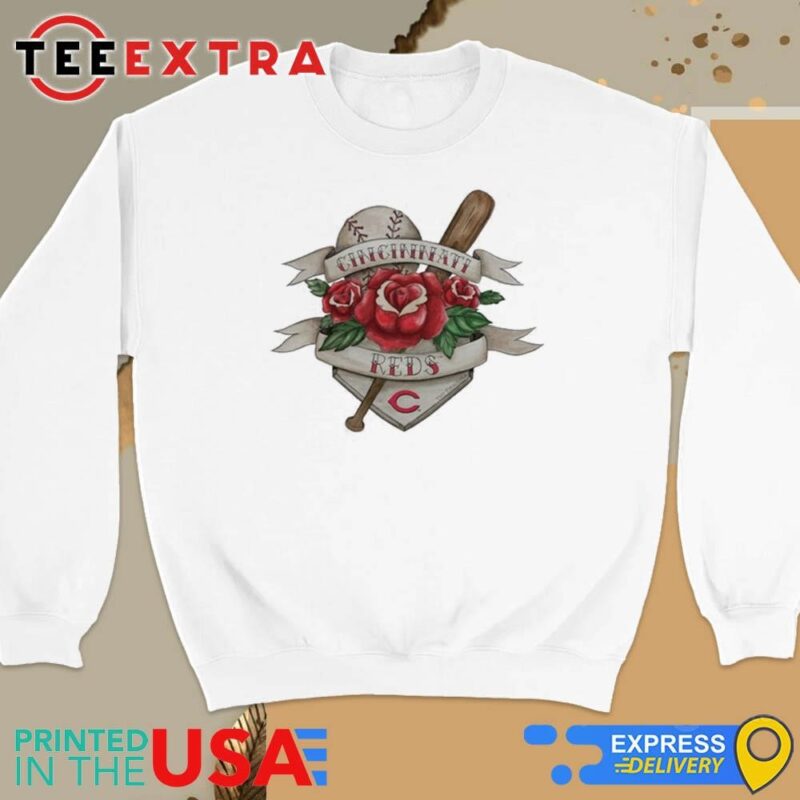 Official Cincinnati Reds Tattoo Rose 2024 Sweatshirt