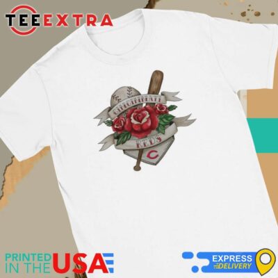 Official Cincinnati Reds Tattoo Rose 2024 Women Tee