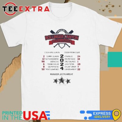 Official California District 57 Bollinger Canyon Little League Manager Justin Wright Shirt