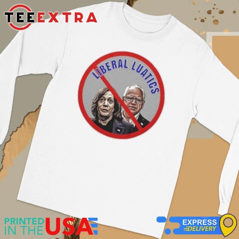 Official Cartoon Liberal Lunatics Anti Harris Walz 2024 Long Sleeve Tee