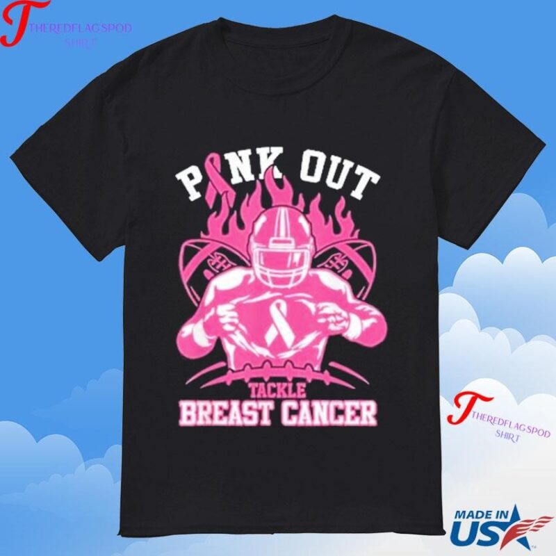 Official Pink Out Tackle Breast Cancer Awareness American Football T-Shirt
