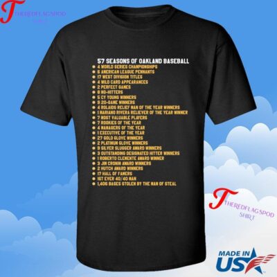 Official Baseball's Last Dive Bar 1968 2024 57 Seasons Of Oakland Baseball T-shirt