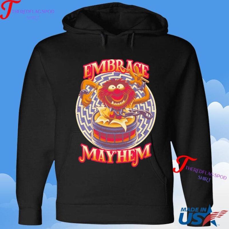 Official Embrace Mayhem Muppet Animal Drumming Hoodie