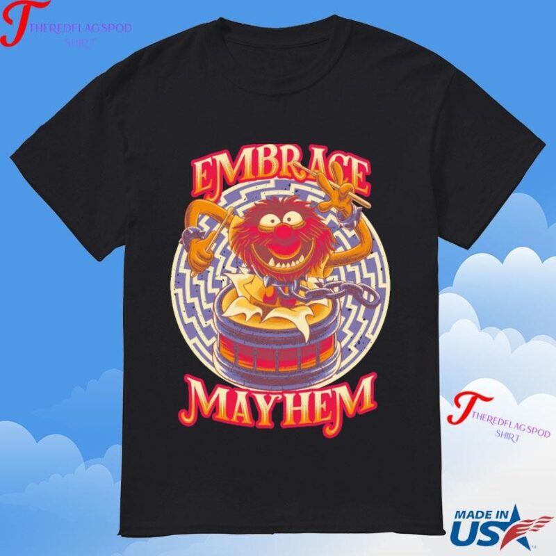 Official Embrace Mayhem Muppet Animal Drumming T-Shirt