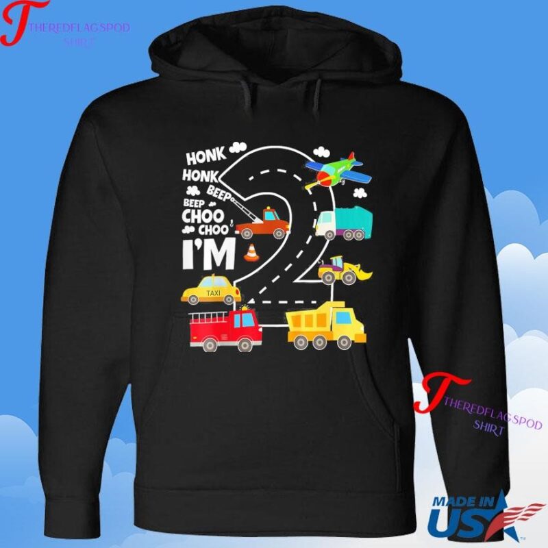 Official 2 Year Old Transportation Birthday Boy 2nd Toddler Truck Car Honk Beep Choo I'm Hoodie
